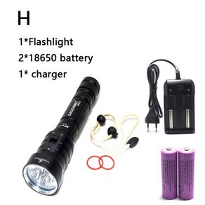 수중랜턴 DX4S U2 L2 LED 다이빙 손전등 밝기 100m 방수 토치 DX4 업그레이드 3200LM, H, White light, 1개