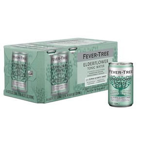 Fever Tree 엘더플라워 토닉 워터 - 프리미엄 품질 믹서 - 칵테일 및 모크테일을 위한 상쾌한 음료 천연 원료 인공 감미료 또는 색소 없음 - 150 ML 캔 - 8개 팩