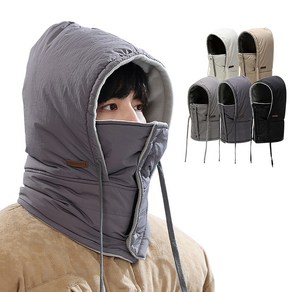 [아띠꼴로] 겨울 패딩 후드 모자 넥워머 방한 바라클라바, 탠베이지, 1개