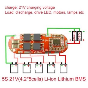 BMS 리튬 이온 배터리 보호 회로 충전 보드 모듈 PCM 폴리머 리포 셀 PCB 25A 3S 12.6V 4S 16.8V 5S 21V 18650, 1개, 3) 5S BMS 25A 21V