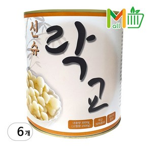 코우 신슈 락교 통조림 대용량 3kg 6캔, 6개