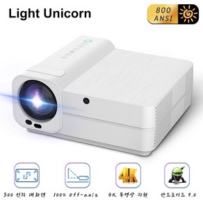 Light Unicorn T28 FHD 빔 프로젝터 안드로이드9.0 WIFI6 가정용 홈시네마 HDR 블루투스5.0 지원