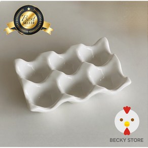 고급 세라믹 컬러 에그홀더 6구 계란트레이 BECKY STORE, 에그 화이트, 1개