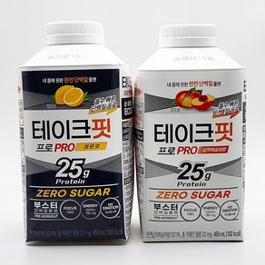 테이크핏 프로 제로슈거 450ml 레몬맛 6개 + 납작복숭아맛 6개 (총 12개구성)