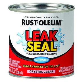 Rust-Oleum 279614 LeakSeal 플렉시블 고무 코팅 8oz 크리스탈 클리어, Cystal Clea, 8온스(1팩), 1개