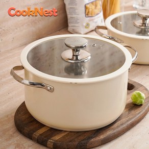 CookNest 가정용 주방 304 스텐 냄비, 1개, 스톡팟24cm, 아이보리