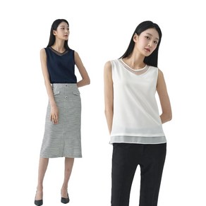 지센 여성 우븐패치 슬리브리스 여자 캐주얼 나시 LFTSO303