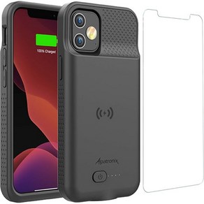 Alpatonix 배터리 케이스 fo iPhone 12 Po 6 1인치 무선 충전 번개 입력 애플 페이 카플레이 BX12 블랙