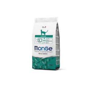 [CAT]몬지 내추럴 슈퍼프리미엄 어덜트 헤어볼 치킨 1.5kg / 헤어볼 제거, 1개, 닭