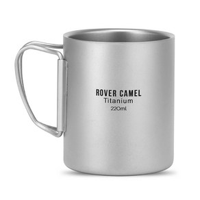 ROVERCAMEL 450ml / 220ml 티타늄 이중 벽 컵 워터 커피 티 캠핑 하이킹 백 포장에 대 한 접이식 핸들, 220ml with handles, 1개