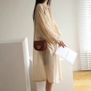 여성 여름 긴팔셔츠 데일리 루즈핏 얇은 쉬폰 박스셔츠 블라우스 자외선차단 롱 남방