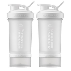 2P 락앤락 프로쉐이커 락앤락 보틀 600ml + 컨테이너 140ml, 매트화이트+매트화이트