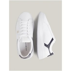 TOMMY HILFIGER LEATHER TH MONOGRAM COURT TRAINERS FW0FW074600K4 White/ Space Blue