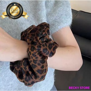 고급 호피 곱창밴드 레오파드 스웨이드 핸드메이드 헤어슈슈 BECKY STORE