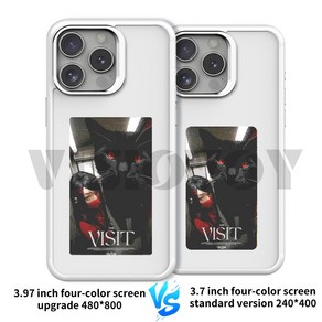 Fo iphone 15 14 13 Po Max 3.97 inch 480*800 E ink Back Case Enhanced 4 Colo Sceen NFC Phone Case