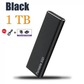 샤오미 휴대용 고속 외장 하드 드라이브 노트북 및 데스크탑용 대용량 외장 하드 디스크 1TB USB3.1, 없음, 2) Black 1TB