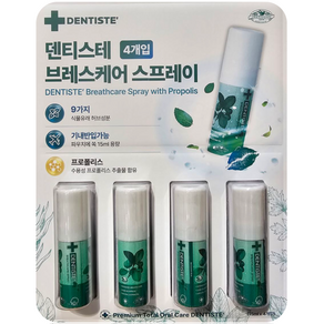 덴티스테 브레스 구강스프레이 4입 + 매직블럭, 1세트, 60ml