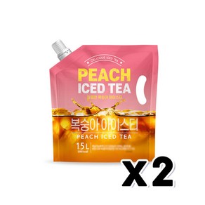 웰그린 복숭아 아이스티 대용량파우치음료 1.5L x 2개