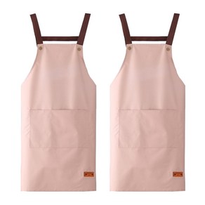 파인 주방 카페 바리스타 방수 포켓 앞치마, 2개, 핑크