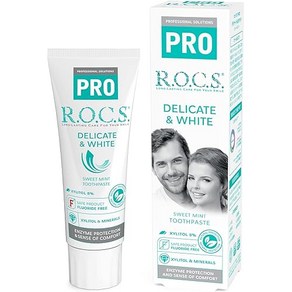 R.O.C.S. 록스 PRO 델리케이트 & 화이트 스위트 민트【토탈 케어】효소가 들어간 미백 치약 94g, スイートミント _94グラム (x 1), 1개