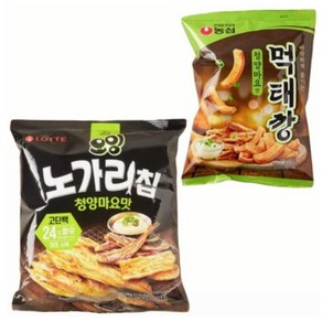 롯데 노가리칩 청양마요맛 +농심 먹태깡 청양마요맛 /과자세트, 180g, 1개