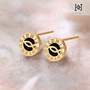 골드앤 14K 피쉬즈 오닉스 침귀걸이 6mm