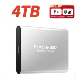 최장하드 2024 외장 하드 1TB 스토리지 미니 솔리드 스테이트 USB3.1 HDD 2TB 휴대용 HD 디스크 맥휴대폰용 신제품, silve, 4TB