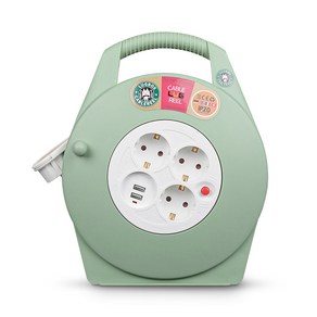 러그 케이블릴선 10M(접지3구+USB 2포트)초슬림 민트, 10m, 1개