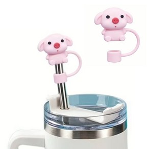 텀블리우스 스탠리 텀블러 동물 빨대 마개 스탠리호환 실리콘캡 텀꾸 커버 10mm, 1세트, 핑꾸대지
