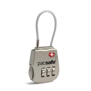 Pacsafe Posafe 800 TSA 승인 3다이얼 케이블 잠금 장치 실버