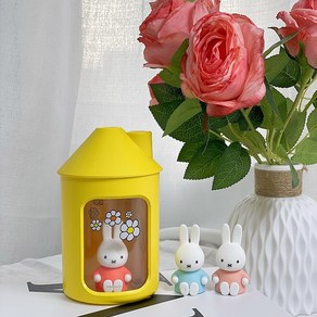 Miffy 미피 가습기 2세대 듀얼 분무 가습량 증가 탁상용 무드등 무소음 미니 가습기 USB 미니 신생아 가습기 선물 책상용 사무실 캠핑 차량용 휴대용 가습기, 옐로우