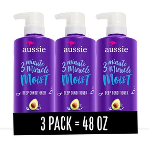 Aussie Deep Conditione with Avocado. Paaben Fee 3 Minute Miacle Moist Fo Dy Hai 16 Fl Oz, 1세트