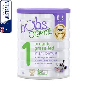 호주 버브스 유기농 풀을 먹인 유아용 분유 1단계 0~6개월 Bubs Oganic Gass Fed Infant Milk Fomula, 1개