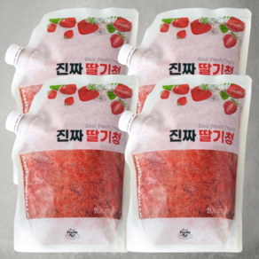 푸드마실 진짜 딸기청 카페용 수제 과일청 대용량 딸기라떼, 1kg, 4개