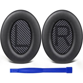 SOULWIT 교체용 이어패드-호환 모델 보스 Bose QuietComfot 35 QC35/QC35 II 헤드폰 소음 차단 폼 두께 추가 1쌍, Black, 1개