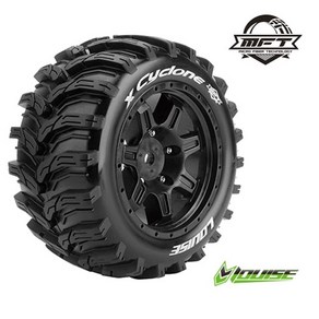 LOUISE RC L-T3298B X-CYCLONE TRAXXAS X-MAXX용 MFT MONSTER TRUCK TIRE SPORT / BLACK RIM HEX 24MM MOUNTED 본딩완료(반대분)(1/5Scale타이어), 1개