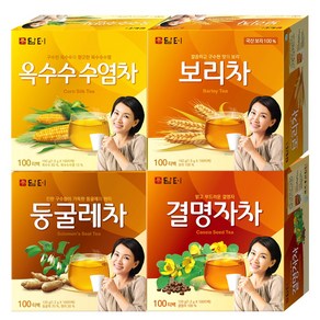 담터 침출차 티백 100T 4종(보리차+결명자+둥글레차+옥수수수염차) 총400T, 120g, 4개