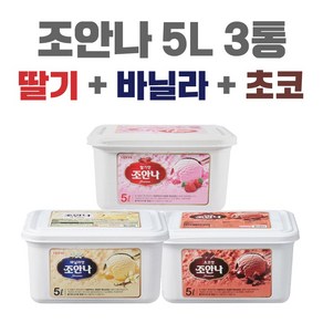 조안나 5L 업소용 퍼먹는아이스크림 대용량아이스크림 카페 식당 레스토랑 후식 디저트 3가지맛 바닐라 초코 딸기, 1세트