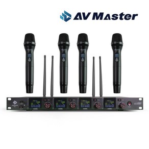 AVMASTER 공연용 4채널 무선마이크 SMC-9004 핸드 바디팩(핀마이크 포함) 구성, 벨트4