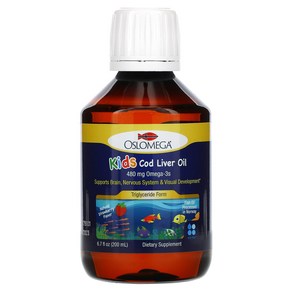 오슬로메가 대구 간유 오메가3 내추럴 딸기 480mg 200ml 6.7fl oz, 1개