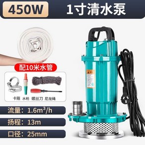 수중펌프 2마력 BTR 오수 550W 펌프 배수용 양수기 하수 수중 모터 1인치, B. 450W 클린 워터 펌프 1 인치  10, 1개