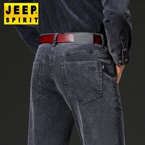 JEEP SPIRIT 지프 스피릿 바지 남성 가을 겨울 팬츠 스트레이트 가을바지 캐주얼바지 느슨한 탄성 겨울바지 느슨한 단색 패션 허리 두꺼운 남자 바지 J7060