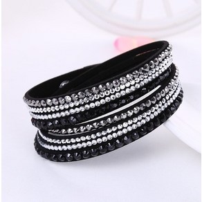 Hocole 패션 랩 가죽 팔찌 매력 라인 석 크리스탈 보석 여성용 feminino pulseras mulher jewelry