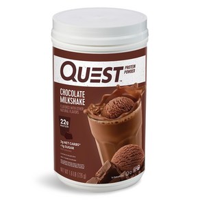 Quest Nutition Chocolate Milkshake Potein Powde Quest Nutition 초콜릿 밀크쉐이크 단백질 파우더 단백질 22g 순탄수화물, 1개, 879.97g