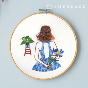 천가게 프랑스자수 패키지 DIY 키트 블루원피스소녀 CH511520, 1개