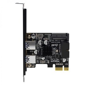 2X USB 포트가 있는 PCI-E-USB3.0 라이저 카드 PCI-E 확장 카드 19핀 SATA 전원 커넥터 지원 PCIE 1X 4X 8X 16X, 검은색