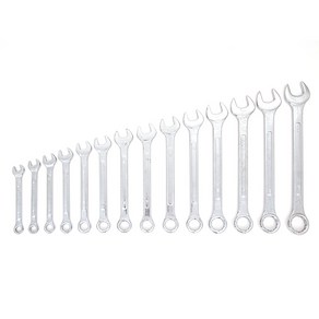 스패너 렌치 세트 14pcs_전용파우치포함/편구스패너 육각볼트 깔깔이공구 콤비네이션렌치 드라이버 수공구세트, 1세트