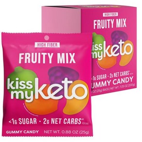 구미 젤리 Kiss My Keto Sou Gummy Woms – 설탕 1g 저탄수화물 고섬유질 비 GMO 신맛 캔디 한 벌레 캔디 맛있는 Wom 개별 패킷(8팩), 1개