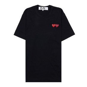 [국내매장판] 꼼데가르송 COMME DES GARCONS 남성 더블하트 반팔 티셔츠 블랙 AZ T226 051