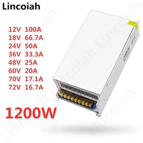 파워서플라이 컴퓨터파워 1200W 스위칭 전원 공급 장치 DC 12V 18V 24V 36V 48V 60V 70V 72V AC 100-240V S, 1) 12V 100A - 1200W